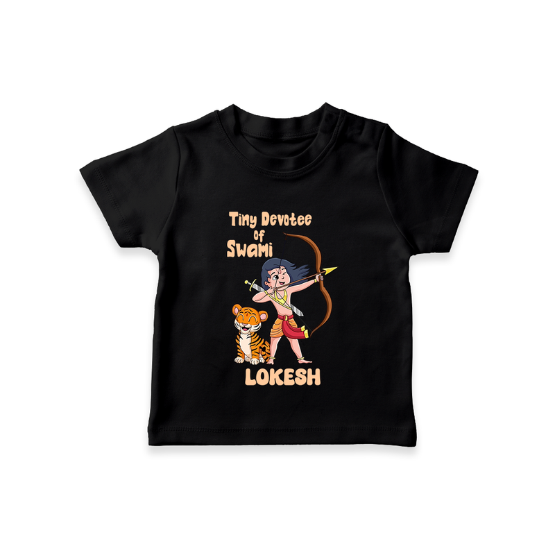 Tiny Devotee of Swami|Custom Baby Tshirt for Ayyappan Sami - BLACK - 0-5 Months Old (Chest 17")