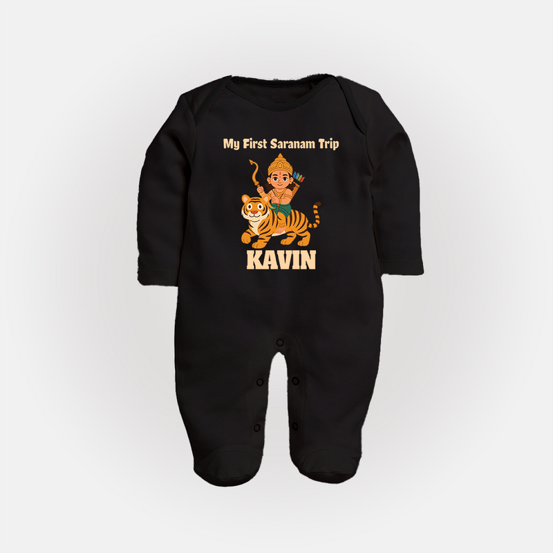 My First Sabarimala Trip|Custom Baby Fullbody Suit for Ayyappan Sami - BLACK - New Born (Chest 7.5")