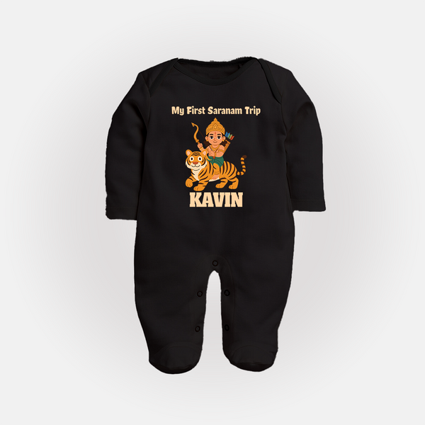 My First Sabarimala Trip|Custom Baby Fullbody Suit for Ayyappan Sami - BLACK - New Born (Chest 7.5")