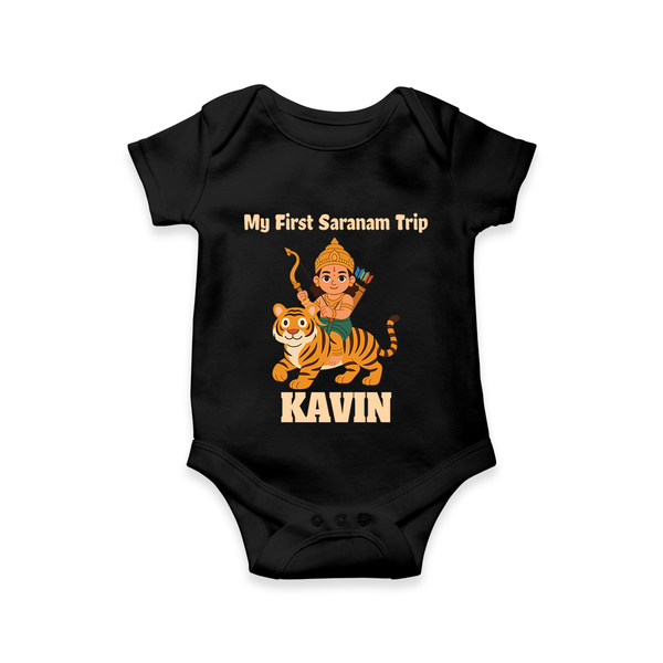 My First Sabarimala Trip | Personalized Romper for Lord Ayyappa - BLACK - New Born (Chest 14")