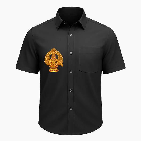 Lord Ayyappan Golden Divine Darshan Printed Adult Shirt