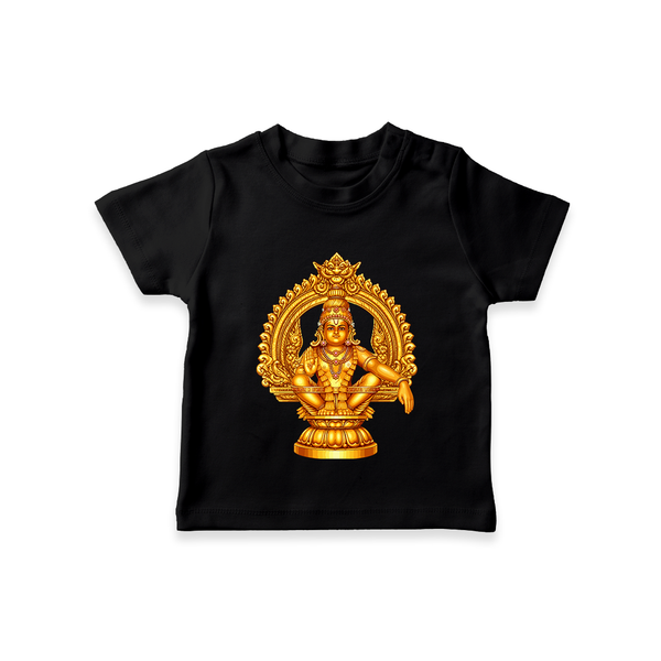 Lord Ayyappa Golden Temple Printed T Shirt - BLACK - 0-5 Months Old (Chest 17")