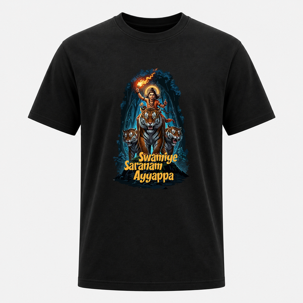 Ayyappan Tiger Vahana Divine Journey Adult T-Shirt