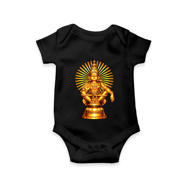 Lord Ayyappa Radiant Halo Printed Romper - BLACK - New Born (Chest 14")
