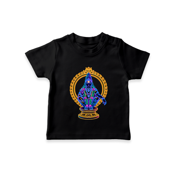 Neon Blue Lord Ayyappa Devotional T Shirt - BLACK - 0-5 Months Old (Chest 17")
