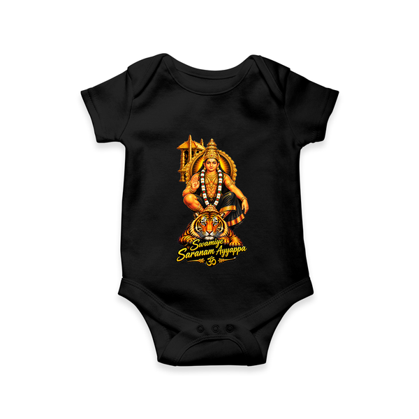 Lord Ayyappa Tiger Ride Printed Romper - BLACK - New Born (Chest 14")