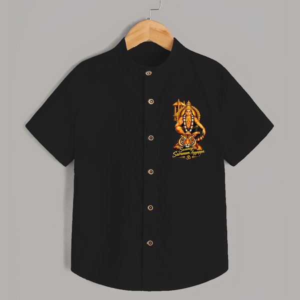 Lord Ayyappa Tiger Ride Printed Shirt - BLACK - 0 - 6 Months Old (Chest 23")