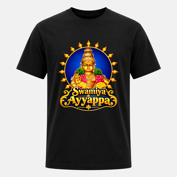 Lord Ayyappan Floral Garland Divine Grace Adult T-Shirt