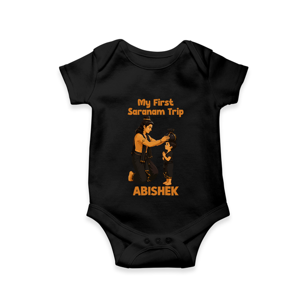 My First Saranam Trip Custom Printed T Shirt - BLACK - New Born (Chest 14")