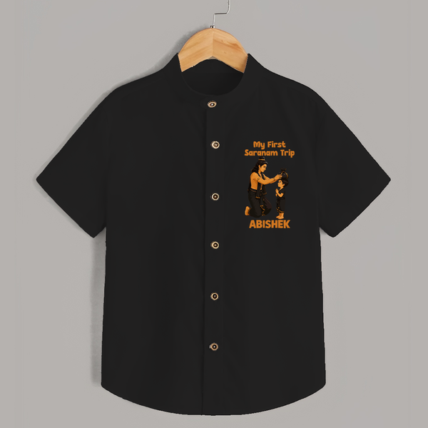 My First Saranam Trip Custom Printed Shirt - BLACK - 0 - 6 Months Old (Chest 23")