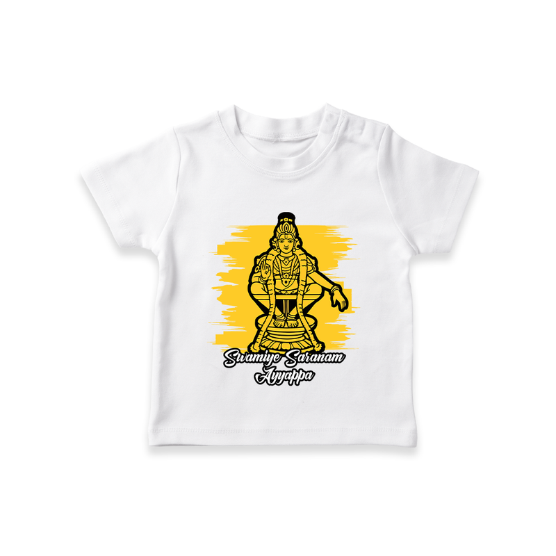 Swamiye Saranam Ayyapa - Ayyappa Themed Imprinted T-Shirt For Kids - WHITE - 0-5 Months Old (Chest 17")