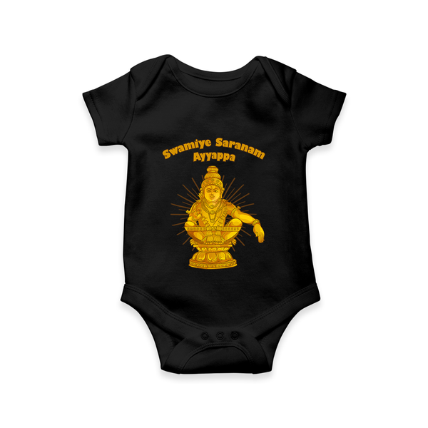 Golden Ayyappa (Temple Style Icon) in English | Personalized Romper for Lord Ayyappa - BLACK - New Born (Chest 14")
