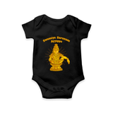 Swamiye Saranam Ayyappa - Ayyappa Themed Imprinted Romper For Babies - BLACK - 0 - 3 Months Old (Chest 16")