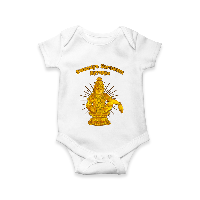 Swamiye Saranam Ayyappa - Ayyappa Themed Imprinted Romper For Babies - WHITE - 0 - 3 Months Old (Chest 16")