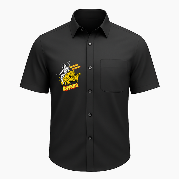 Ayyappa Riding Tiger – Action Style in English |Adults Shirt - BLACK - Small 0