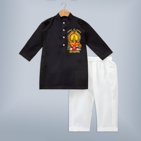 Ayyappa Divine in English |Custom Kid Kurta for Ayyappan Sami - BLACK - 3 - 6 Months Old (Chest 24", Kurta Length 14'', Waist 19", Pant Length 14")