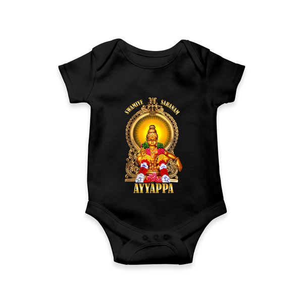 Ayyappa Divine in English | Personalized Romper for Lord Ayyappa - BLACK - New Born (Chest 14")