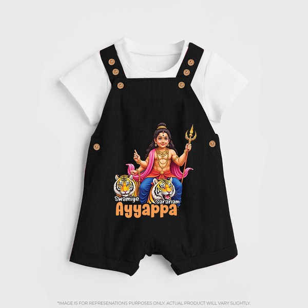 Ayyappa Devotee in English |Custom Baby Dungaree for Ayyappan Sami - BLACK - 0 - 5 Months Old (Chest 18")