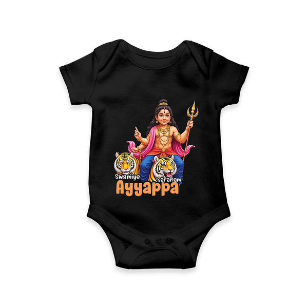 Ayyappa Devotee in English | Personalized Romper for Lord Ayyappa - BLACK - New Born (Chest 14")