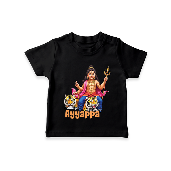 Ayyappa Devotee in English | Personalized Kid Tshirt for Lord Ayyappa - BLACK - 0-5 Months Old (Chest 17")
