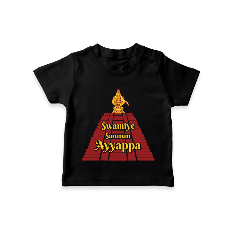 Swamiye Saranam Ayyappa - Traditional Imprinted T-Shirt For kids - BLACK - 0-5 Months Old (Chest 17")