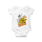 Swamiye Saranam Ayyappa - Imprinted Romper For Babies With Ayyappa Theme (Hindi) - WHITE - 0 - 3 Months Old (Chest 16")