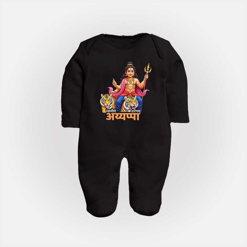 Ayyappa Devotee in Hindi |Personalized Full Body Suit - BLACK - New Born (Chest 7.5")