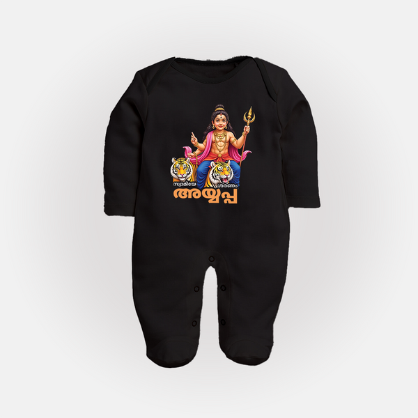 Ayyappa Devotee in Malyalam |Personalized Full Body Suit - BLACK - New Born (Chest 7.5")