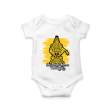 Swamiye Saranam Ayyappa - Ayyappa Themed Imprinted Romper For Babies (Telugu) - WHITE - 0 - 3 Months Old (Chest 16")