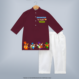 Bhangra Ta Saida| Customized Kurta with Name - MAROON - 3 - 6 Months Old (Chest 24", Kurta Length 14'', Waist 19", Pant Length 14")