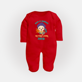 Boren to Bhangra| Customized Fullbody suit  - RED - New Born (Chest 7.5")