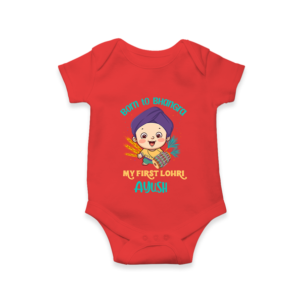 Boren to Bhangra| Customized Romper  - RED - New Born (Chest 14")