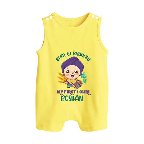 Boren to Bhangra| Customized Romper Suit  - PASTEL YELLOW - 0 - 5 Months Old (Chest 18")