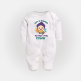 Boren to Bhangra| Customized Fullbody suit  - WHITE - New Born (Chest 7.5")
