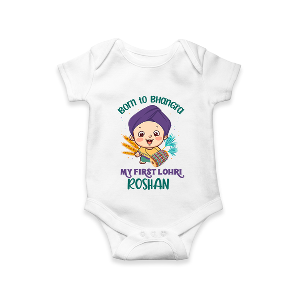 Boren to Bhangra| Customized Romper  - WHITE - New Born (Chest 14")