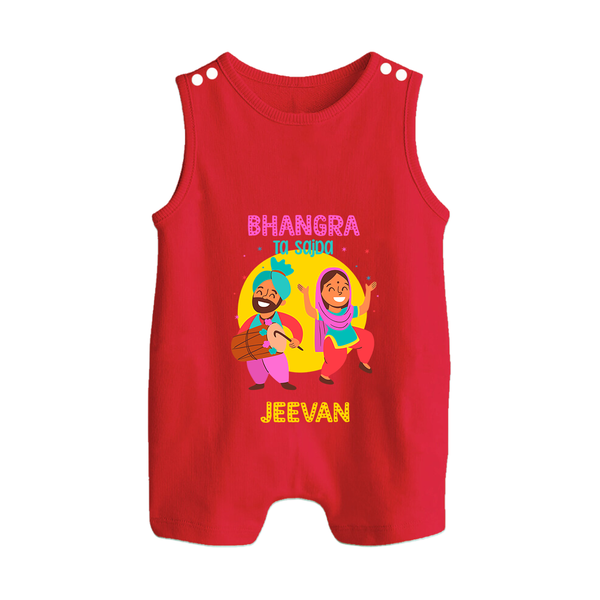 Bhangra Ta Saida| Personalised Romper Suit  with Name - RED - 0 - 5 Months Old (Chest 18")