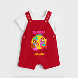 Bhangra Ta Saida| Personalised Dungaree  with Name - RED - 0 - 5 Months Old (Chest 18")