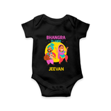 Bhangra Ta Saida| Personalised Romper  with Name - BLACK - New Born (Chest 14")