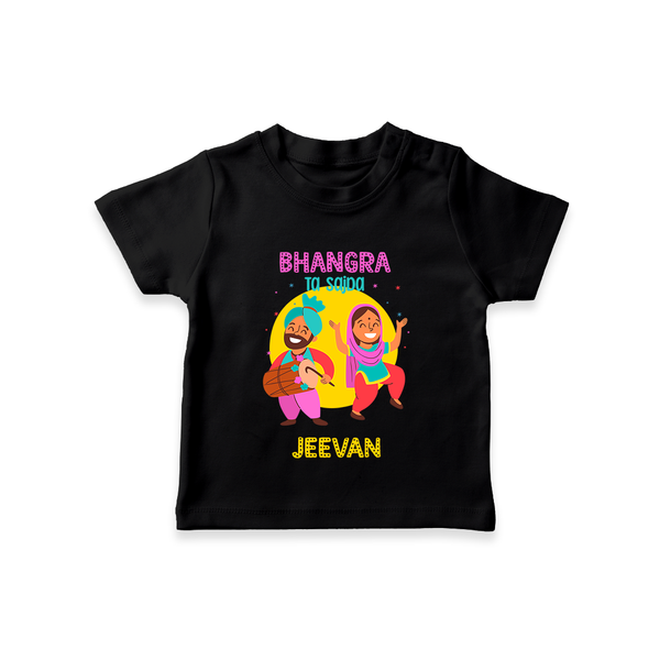 Bhangra Ta Saida| Personalised T-Shirt  with Name - BLACK - 0-5 Months Old (Chest 17")