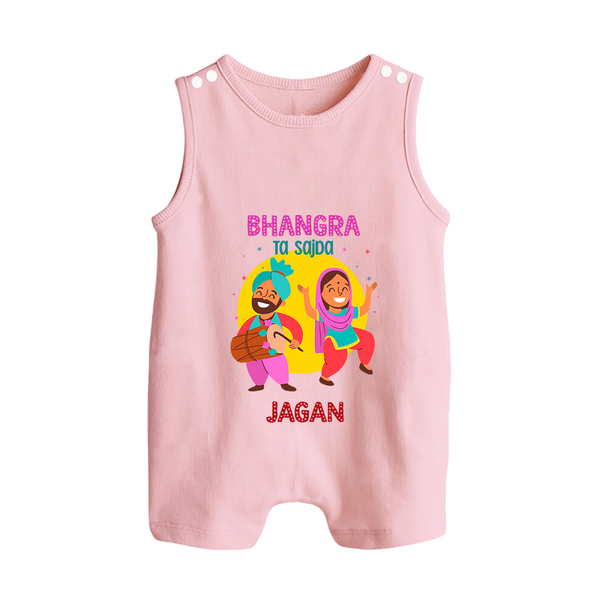 Bhangra Ta Saida| Personalised Romper Suit  with Name - BABY PINK - 0 - 5 Months Old (Chest 18")