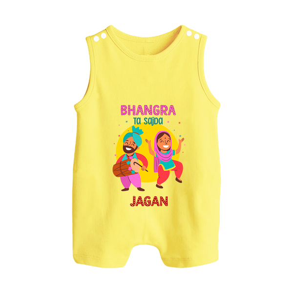 Bhangra Ta Saida| Personalised Romper Suit  with Name - PASTEL YELLOW - 0 - 5 Months Old (Chest 18")