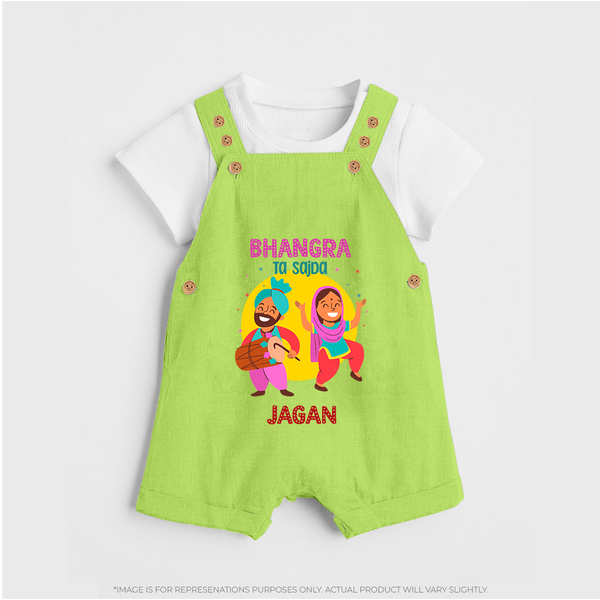 Bhangra Ta Saida| Personalised Dungaree  with Name - GREEN - 0 - 5 Months Old (Chest 18")