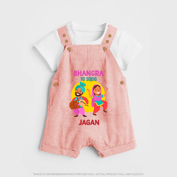 Bhangra Ta Saida| Personalised Dungaree  with Name - PEACH - 0 - 5 Months Old (Chest 18")