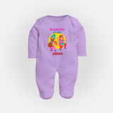 Lohri Celebrations - Traditional Customized Sleep Suit for Babies with Name - LILAC - New Born (Chest 7.5")