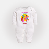Bhangra Ta Saida| Personalised Fullbody suit  with Name - WHITE - New Born (Chest 7.5")