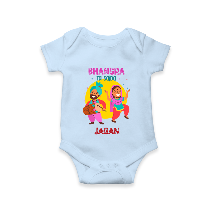 Lohri Celebrations - Traditional Customized Romper for Babies with Name - BABY BLUE - 0 - 3 Months Old (Chest 16")