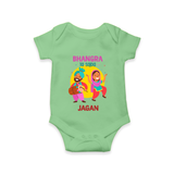 Lohri Celebrations - Traditional Customized Romper for Babies with Name - GREEN - 0 - 3 Months Old (Chest 16")