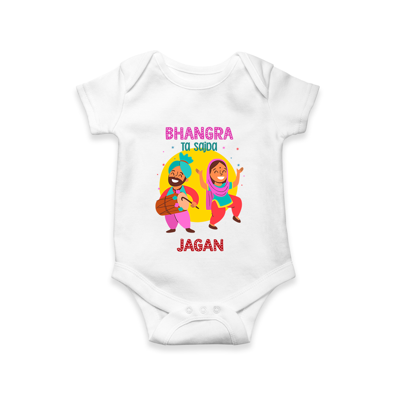 Lohri Celebrations - Traditional Customized Romper for Babies with Name - WHITE - 0 - 3 Months Old (Chest 16")