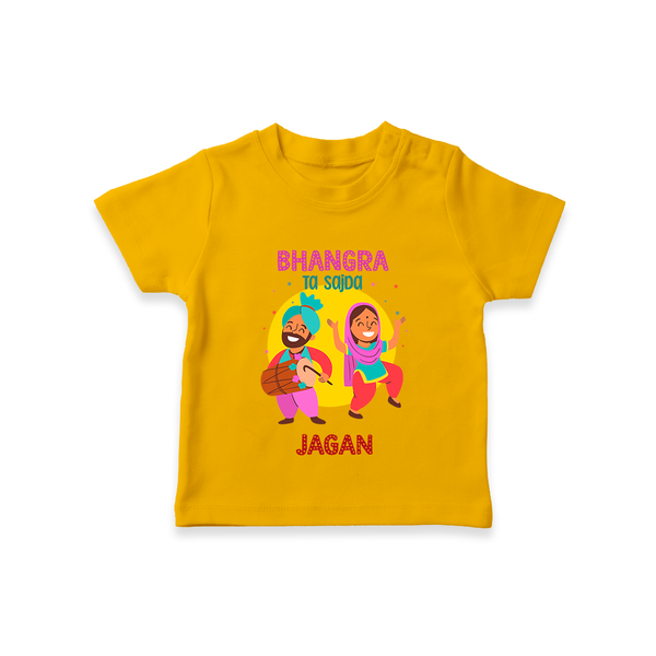 Bhangra Ta Saida| Personalised T-Shirt  with Name - CHROME YELLOW - 0-5 Months Old (Chest 17")