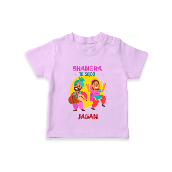 Bhangra Ta Saida| Personalised T-Shirt  with Name - LILAC - 0-5 Months Old (Chest 17")